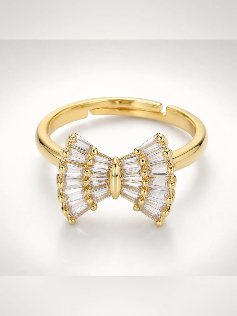 Gold Bow CZ Adjustable Ring (4467)